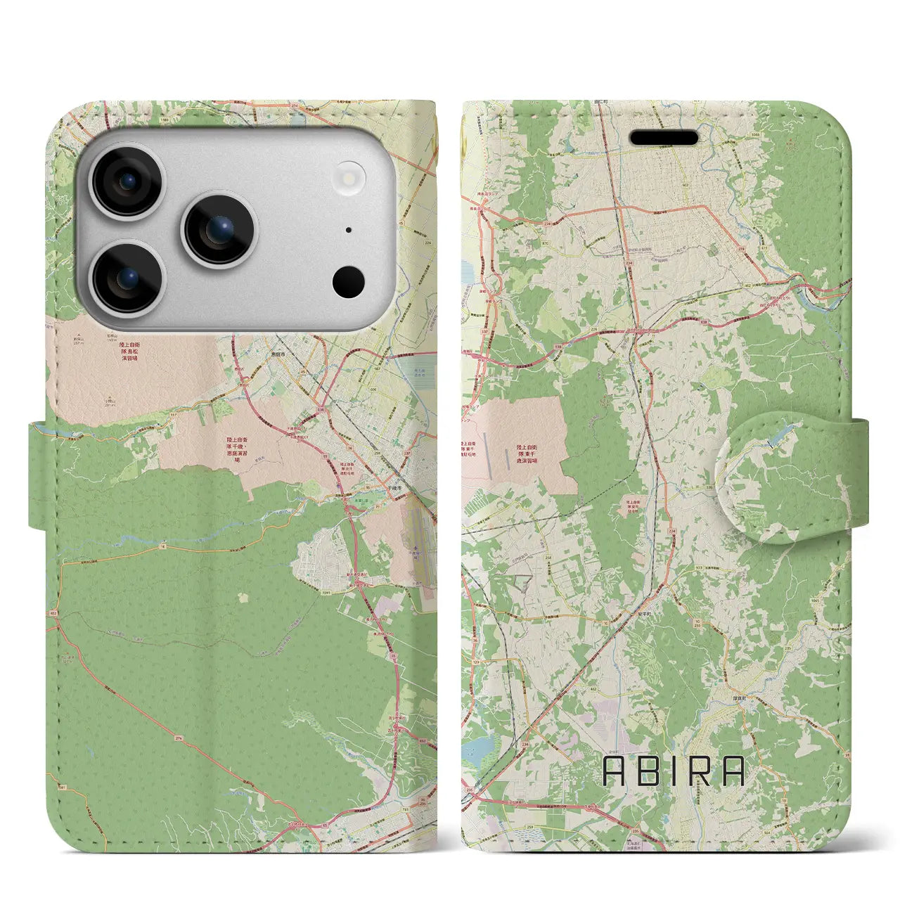 【安平（北海道）】地図柄iPhoneケース（手帳タイプ）