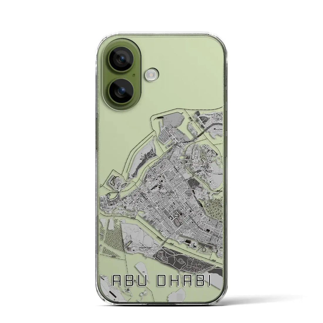 【アブダビ（アラブ首長国連邦）】地図柄iPhoneケース（クリアタイプ）モノトーン・iPhone 17 Pro Max 用