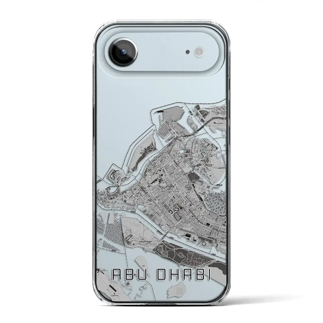 【アブダビ（アラブ首長国連邦）】地図柄iPhoneケース（クリアタイプ）モノトーン・iPhone 17 Pro Max 用