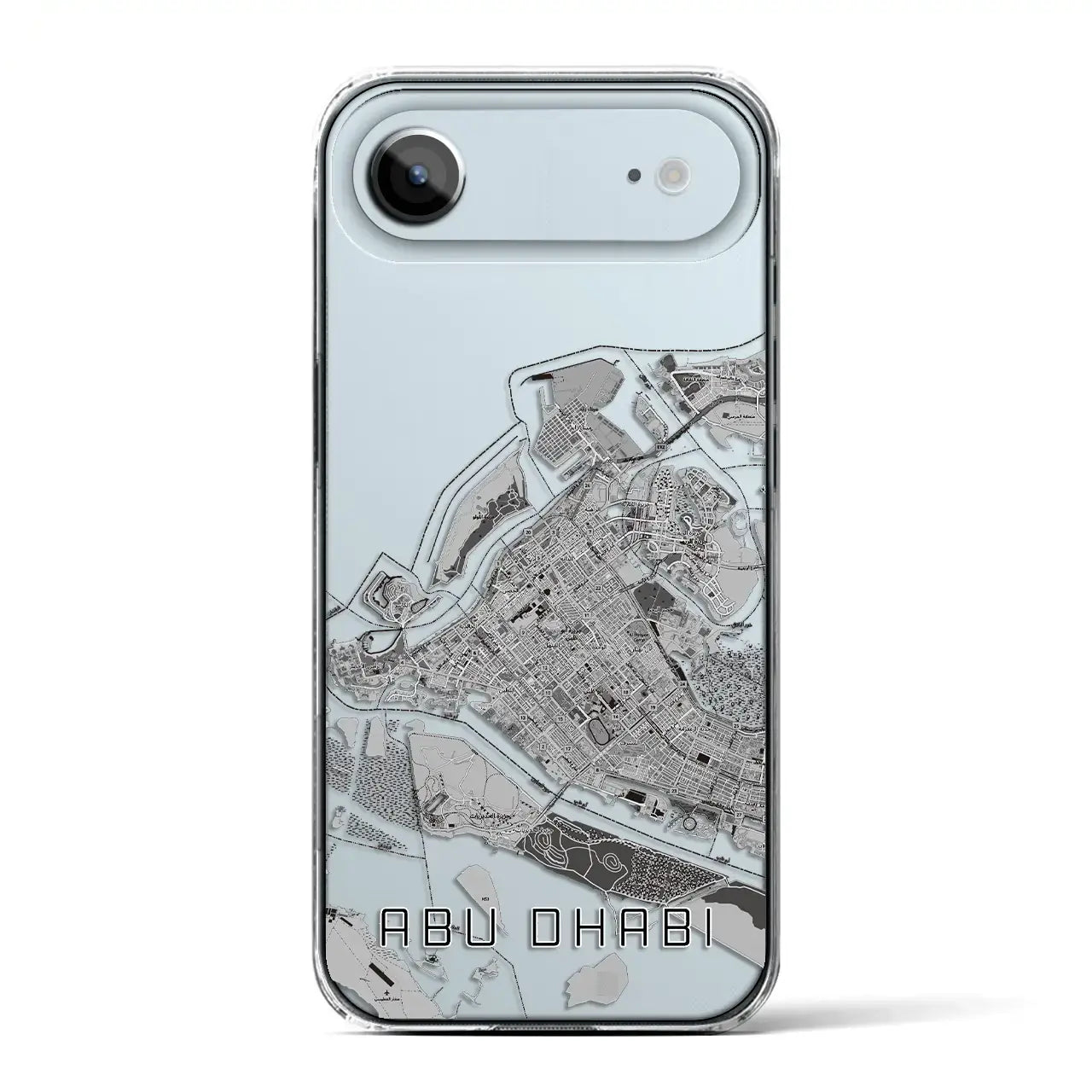 【アブダビ（アラブ首長国連邦）】地図柄iPhoneケース（クリアタイプ）モノトーン・iPhone 17 Pro Max 用