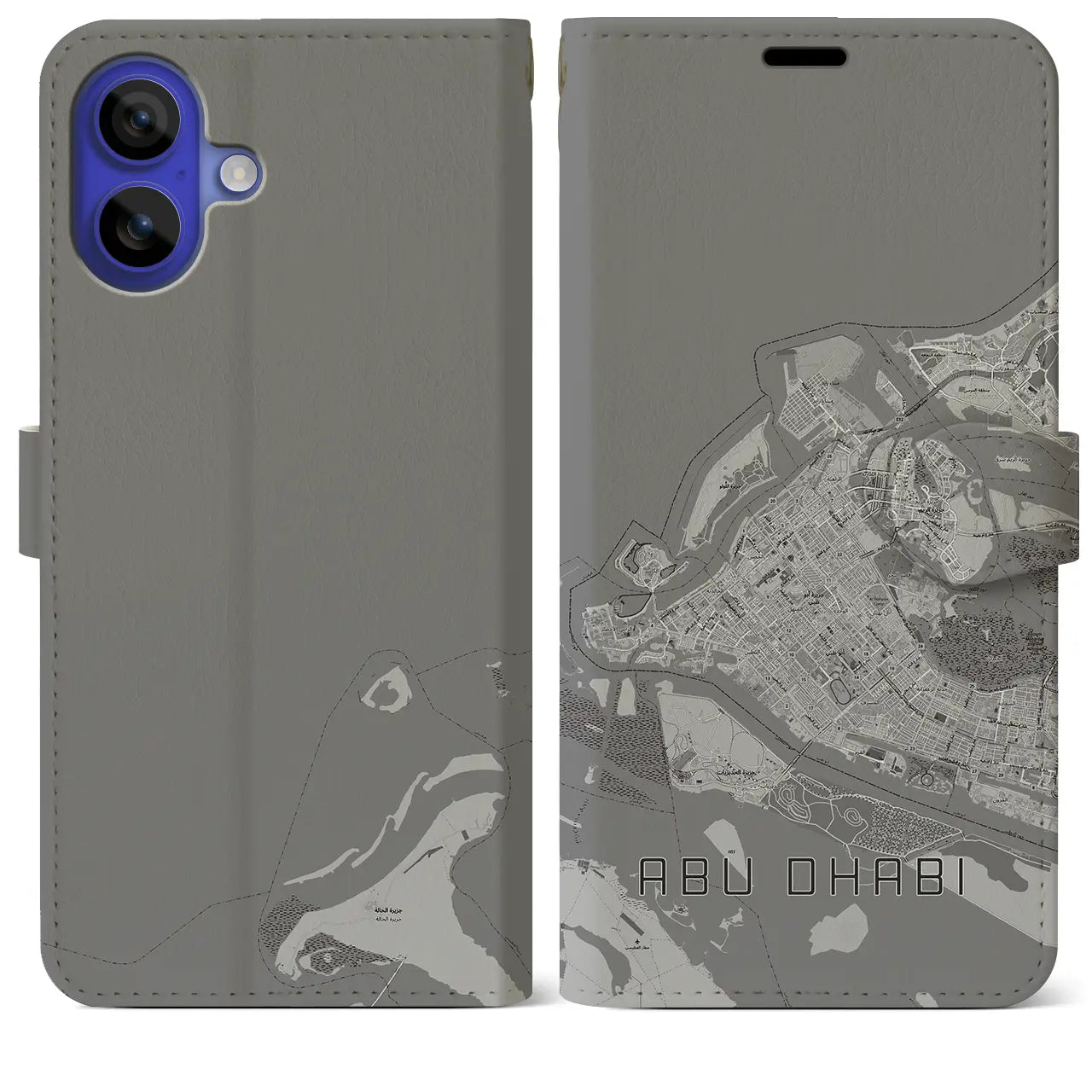 【アブダビ（アラブ首長国連邦）】地図柄iPhoneケース（手帳タイプ）