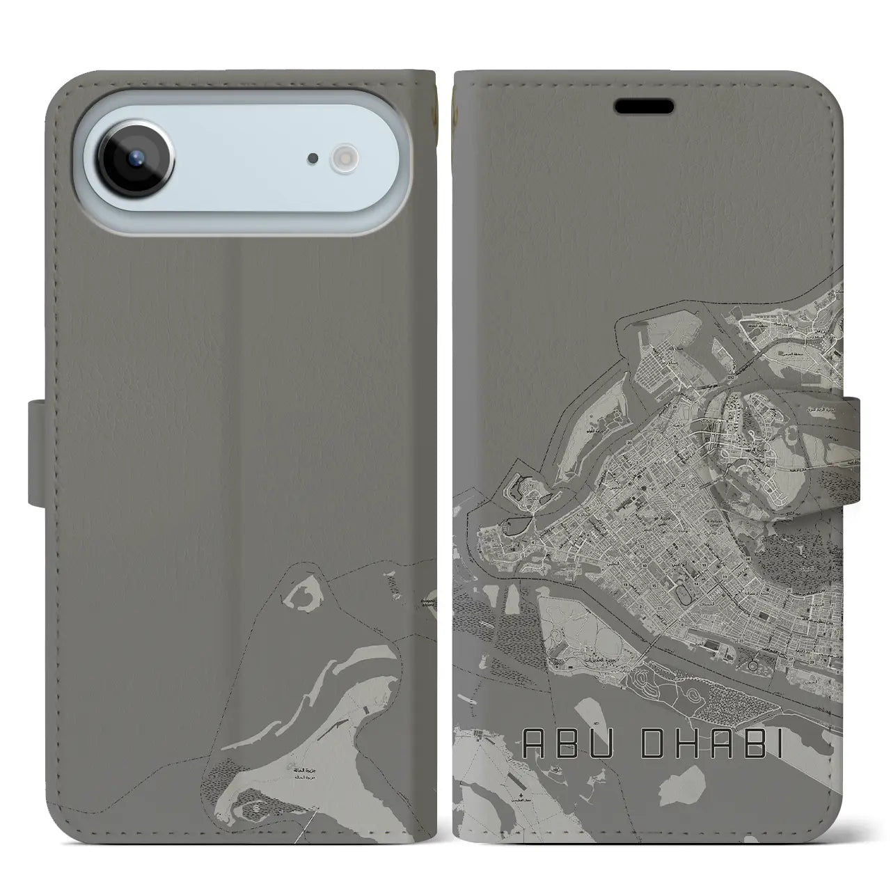 【アブダビ（アラブ首長国連邦）】地図柄iPhoneケース（手帳タイプ）