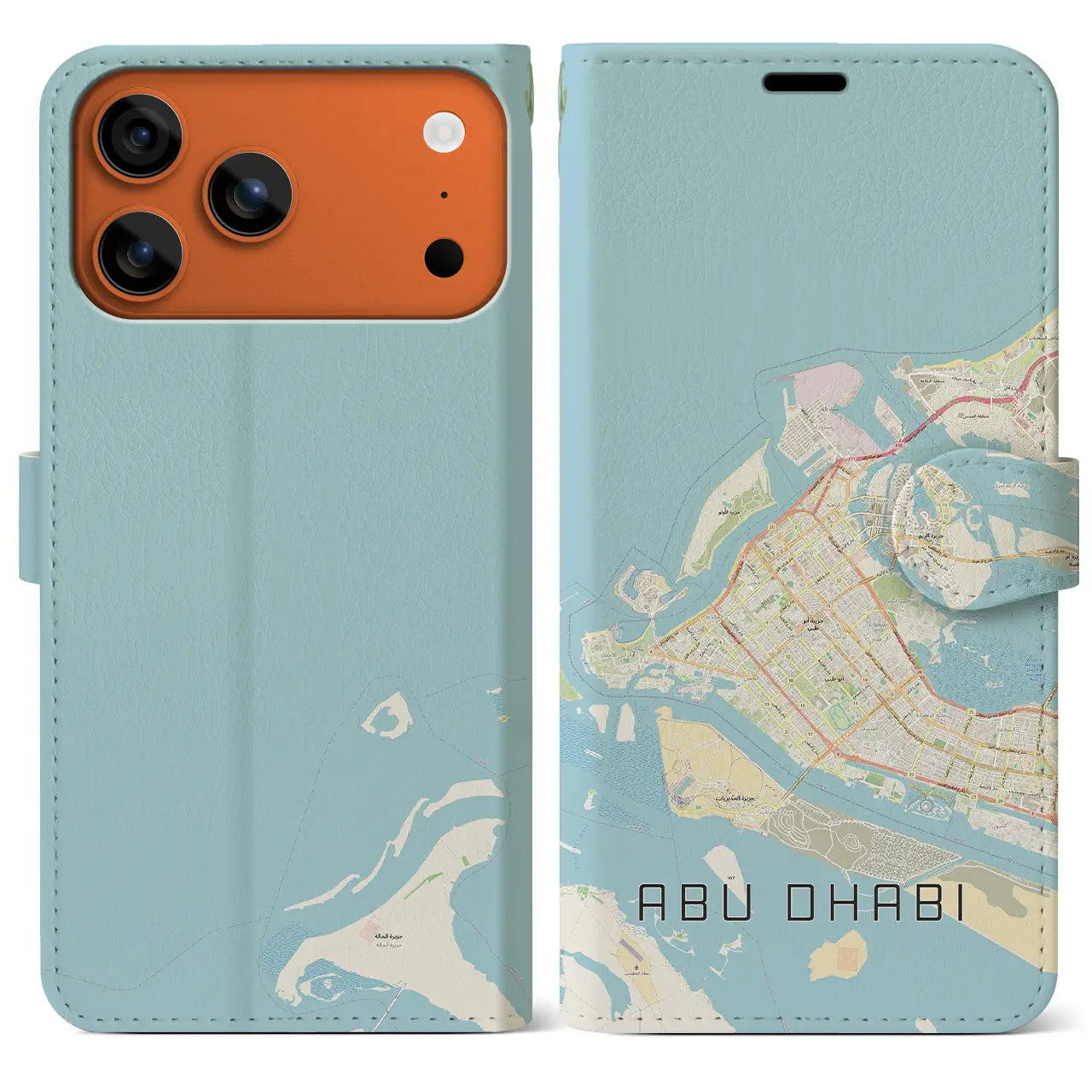 【アブダビ（アラブ首長国連邦）】地図柄iPhoneケース（手帳タイプ）