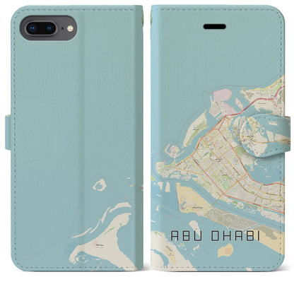 【アブダビ（アラブ首長国連邦）】地図柄iPhoneケース（手帳タイプ）ナチュラル・iPhone 8Plus /7Plus / 6sPlus / 6Plus 用