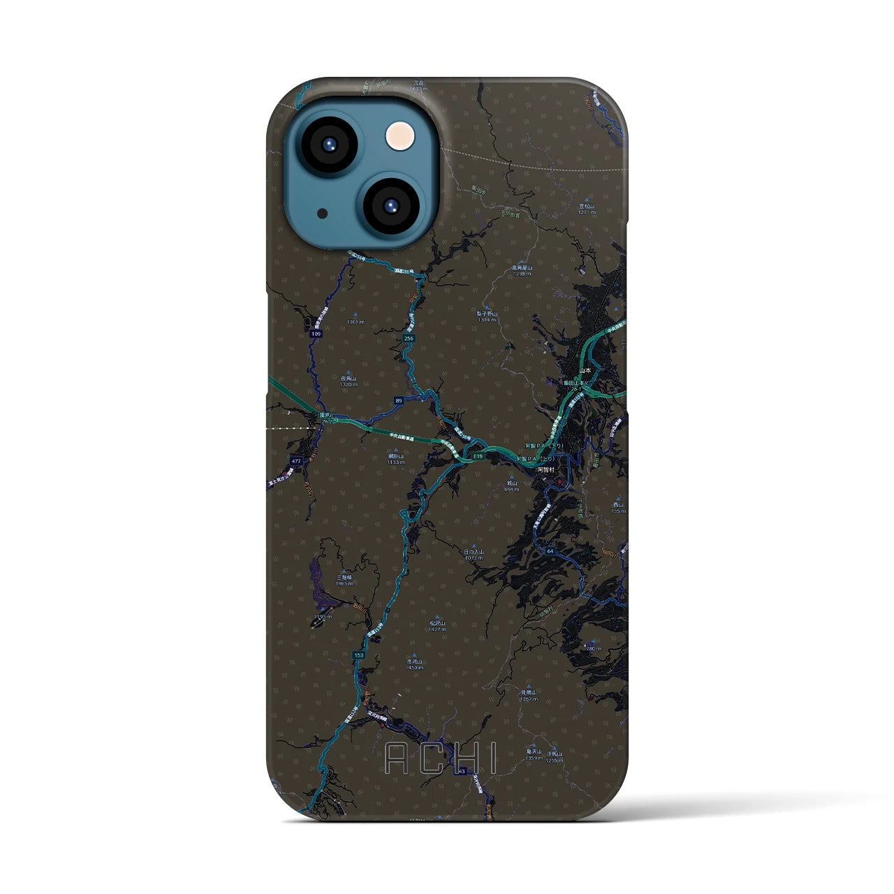 【阿智（長野県）】地図柄iPhoneケース（バックカバータイプ）