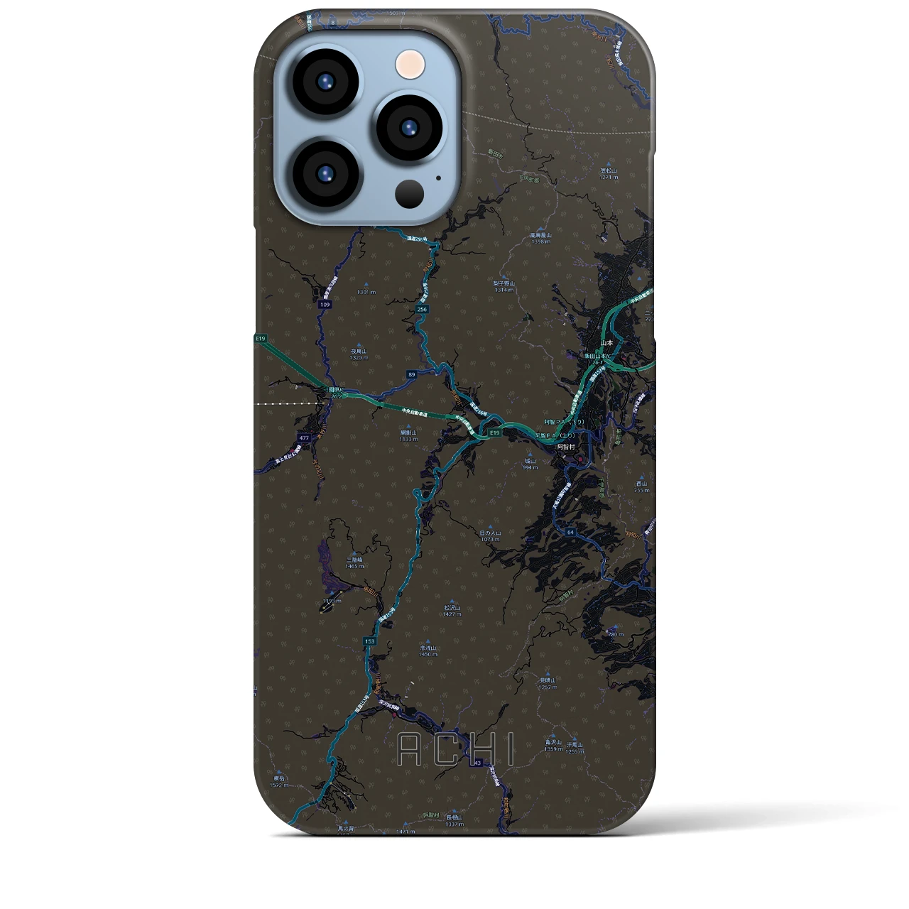 【阿智（長野県）】地図柄iPhoneケース（バックカバータイプ）