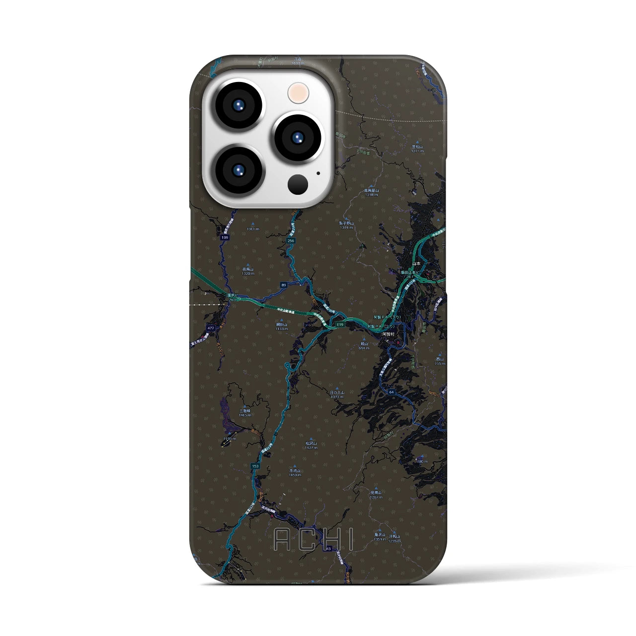 【阿智（長野県）】地図柄iPhoneケース（バックカバータイプ）