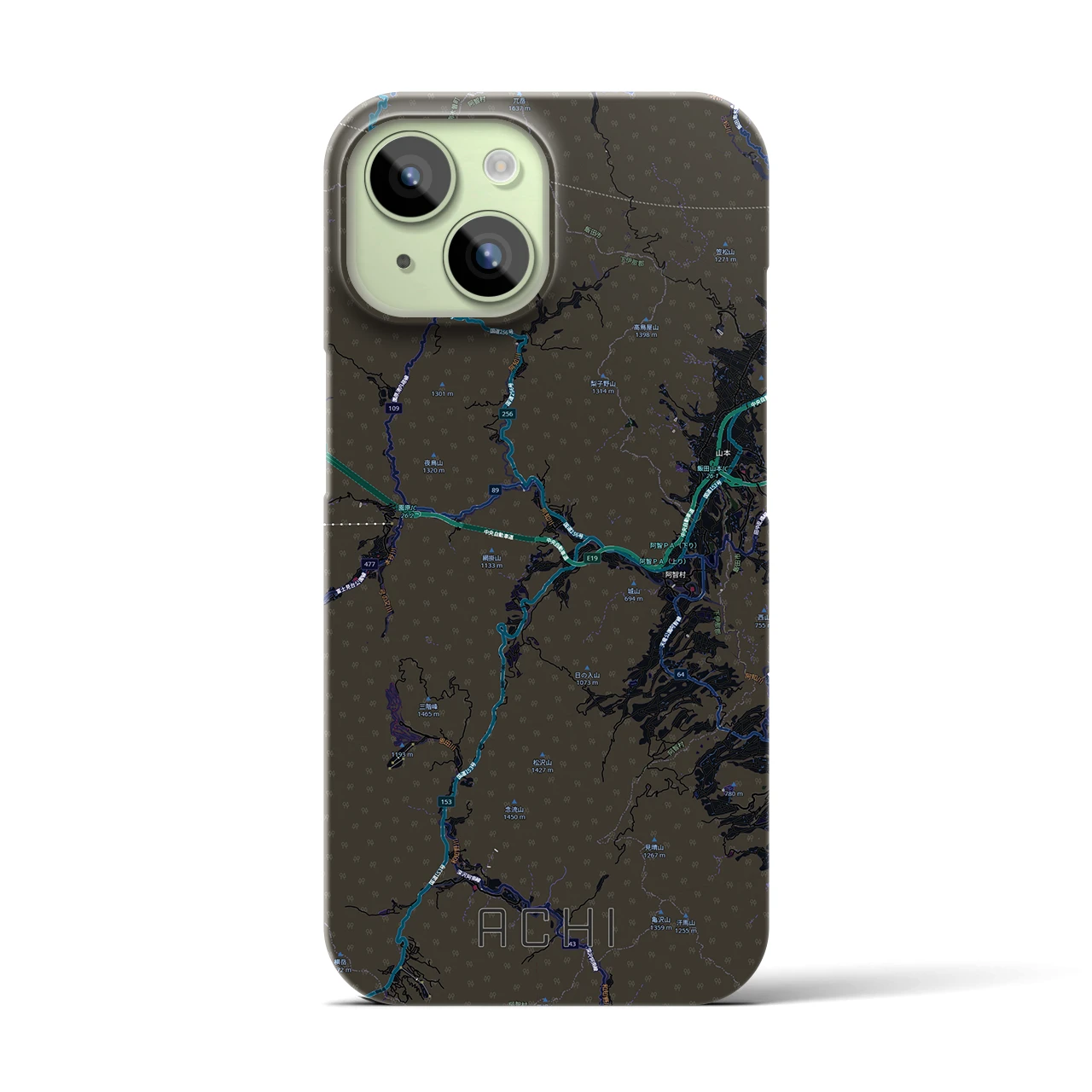 【阿智（長野県）】地図柄iPhoneケース（バックカバータイプ）