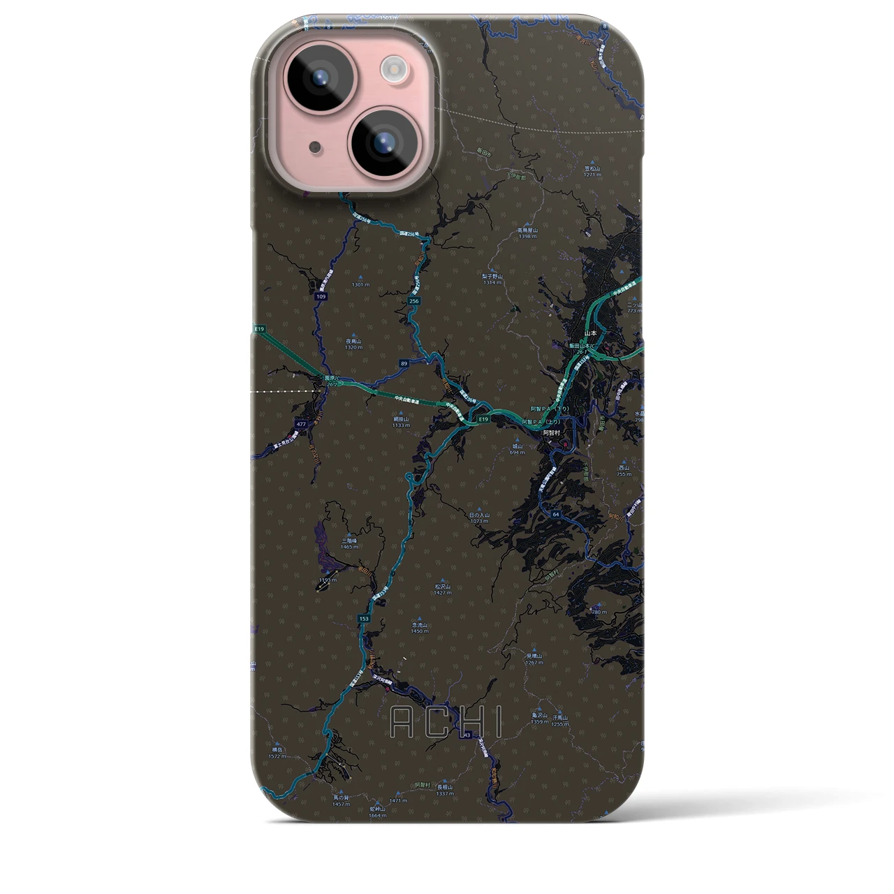 【阿智（長野県）】地図柄iPhoneケース（バックカバータイプ）