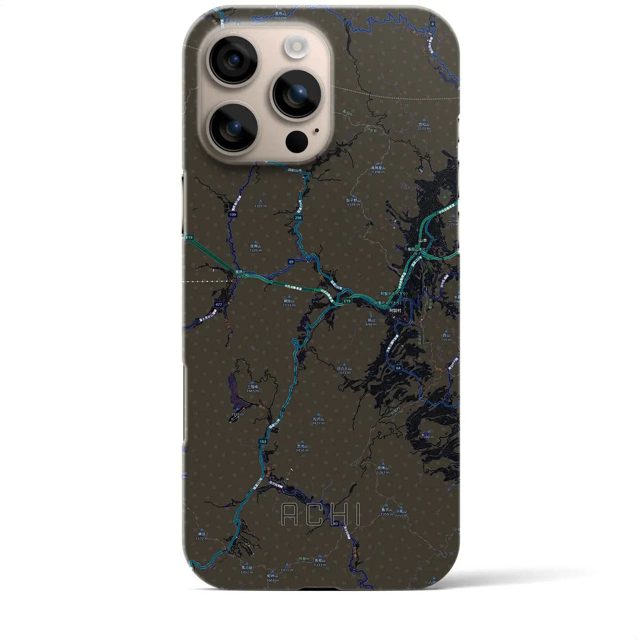 【阿智（長野県）】地図柄iPhoneケース（バックカバータイプ）