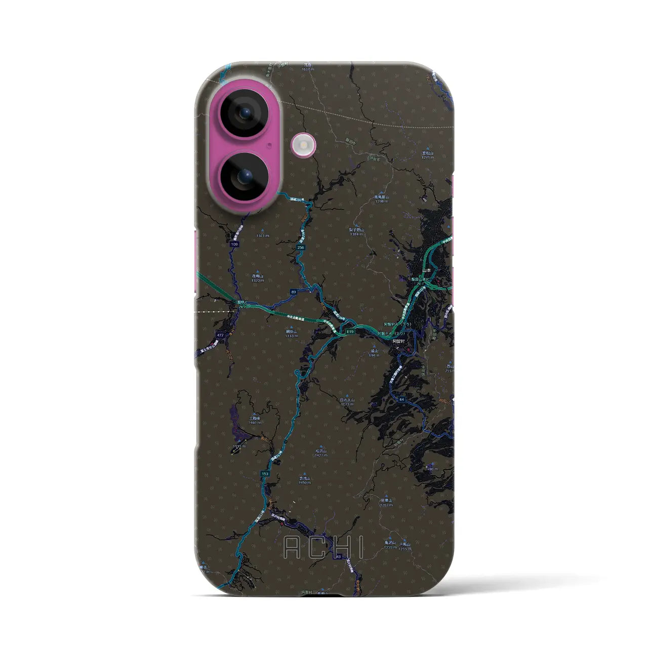 【阿智（長野県）】地図柄iPhoneケース（バックカバータイプ）