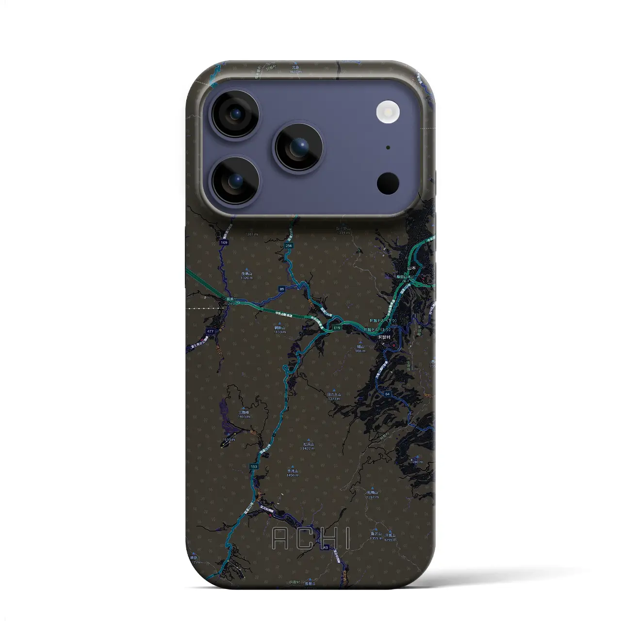 【阿智（長野県）】地図柄iPhoneケース（バックカバータイプ）