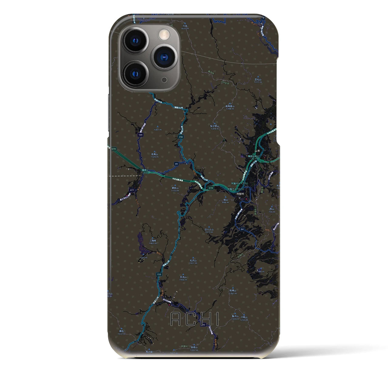 【阿智（長野県）】地図柄iPhoneケース（バックカバータイプ）