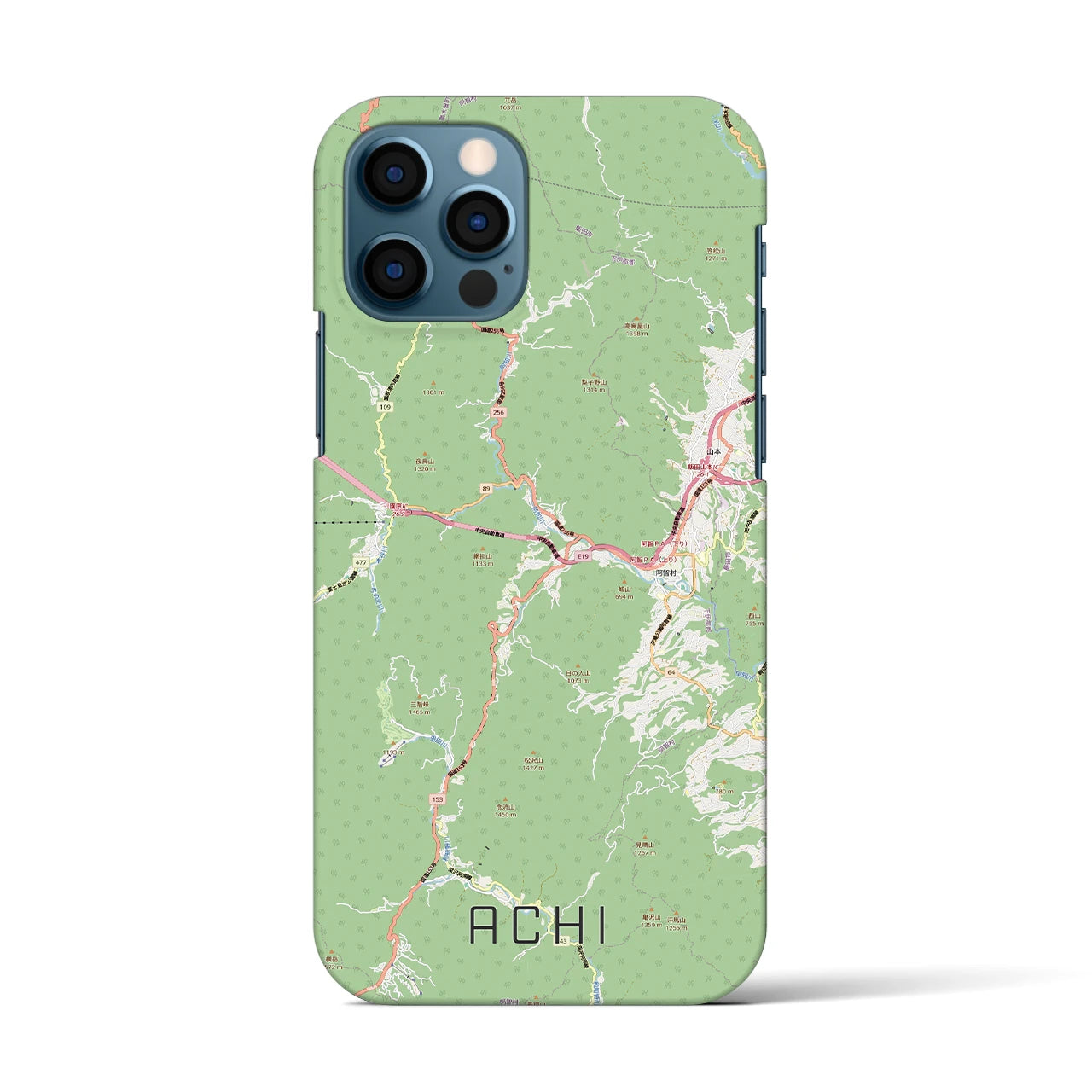 【阿智（長野県）】地図柄iPhoneケース（バックカバータイプ）