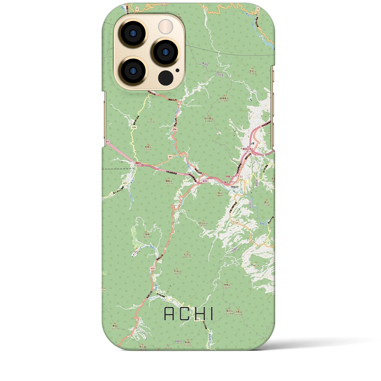 【阿智（長野県）】地図柄iPhoneケース（バックカバータイプ）