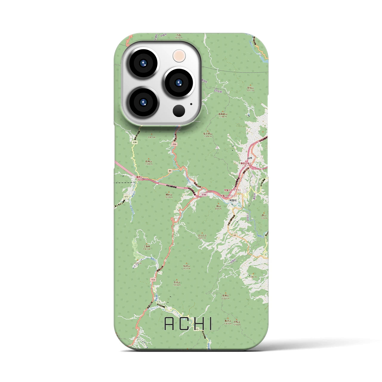 【阿智（長野県）】地図柄iPhoneケース（バックカバータイプ）