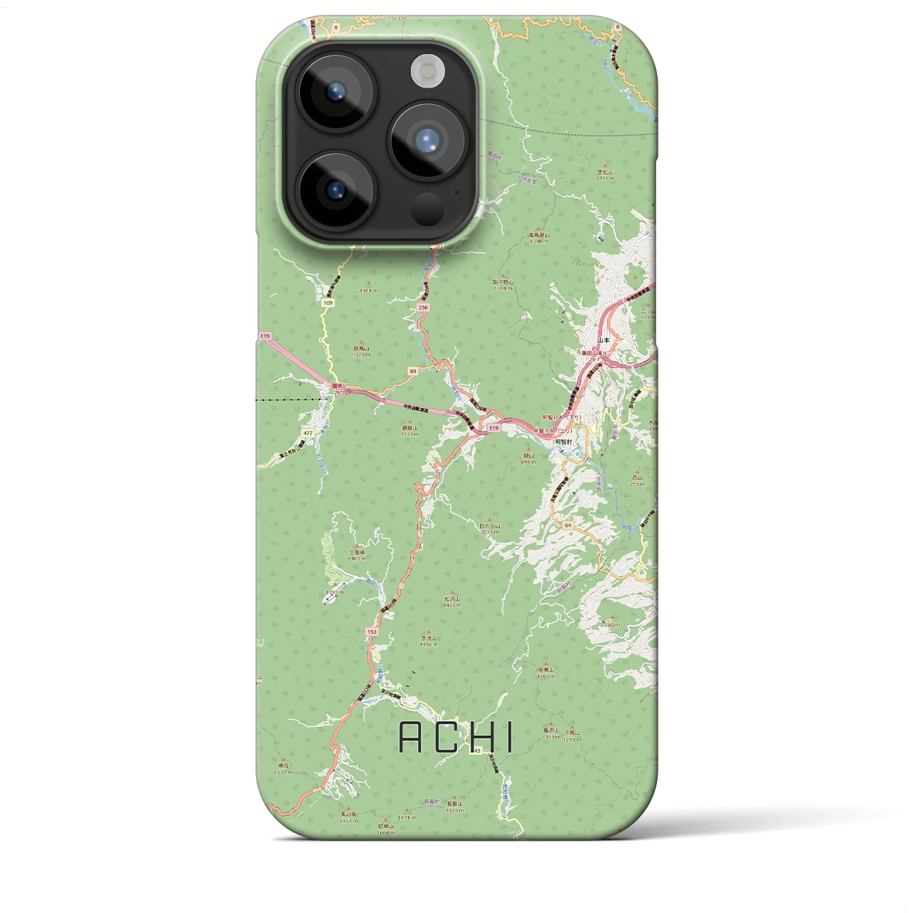 【阿智（長野県）】地図柄iPhoneケース（バックカバータイプ）