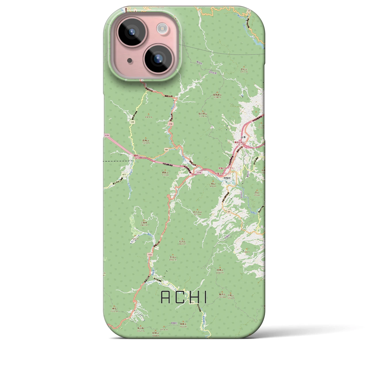 【阿智（長野県）】地図柄iPhoneケース（バックカバータイプ）