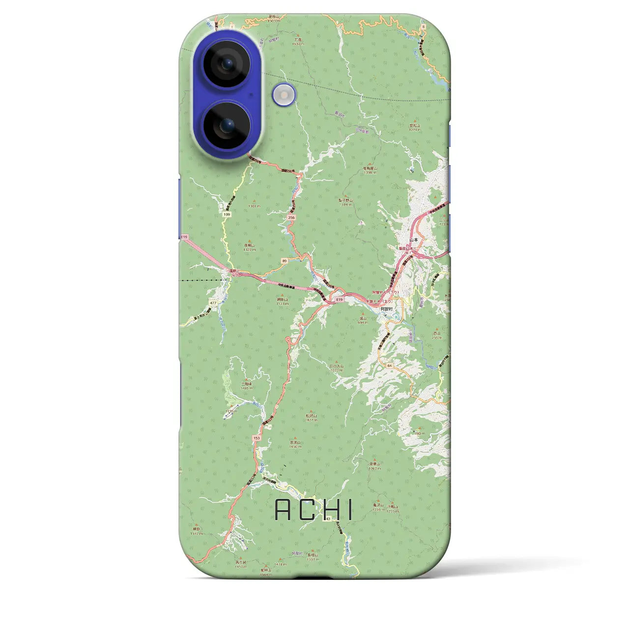 【阿智（長野県）】地図柄iPhoneケース（バックカバータイプ）