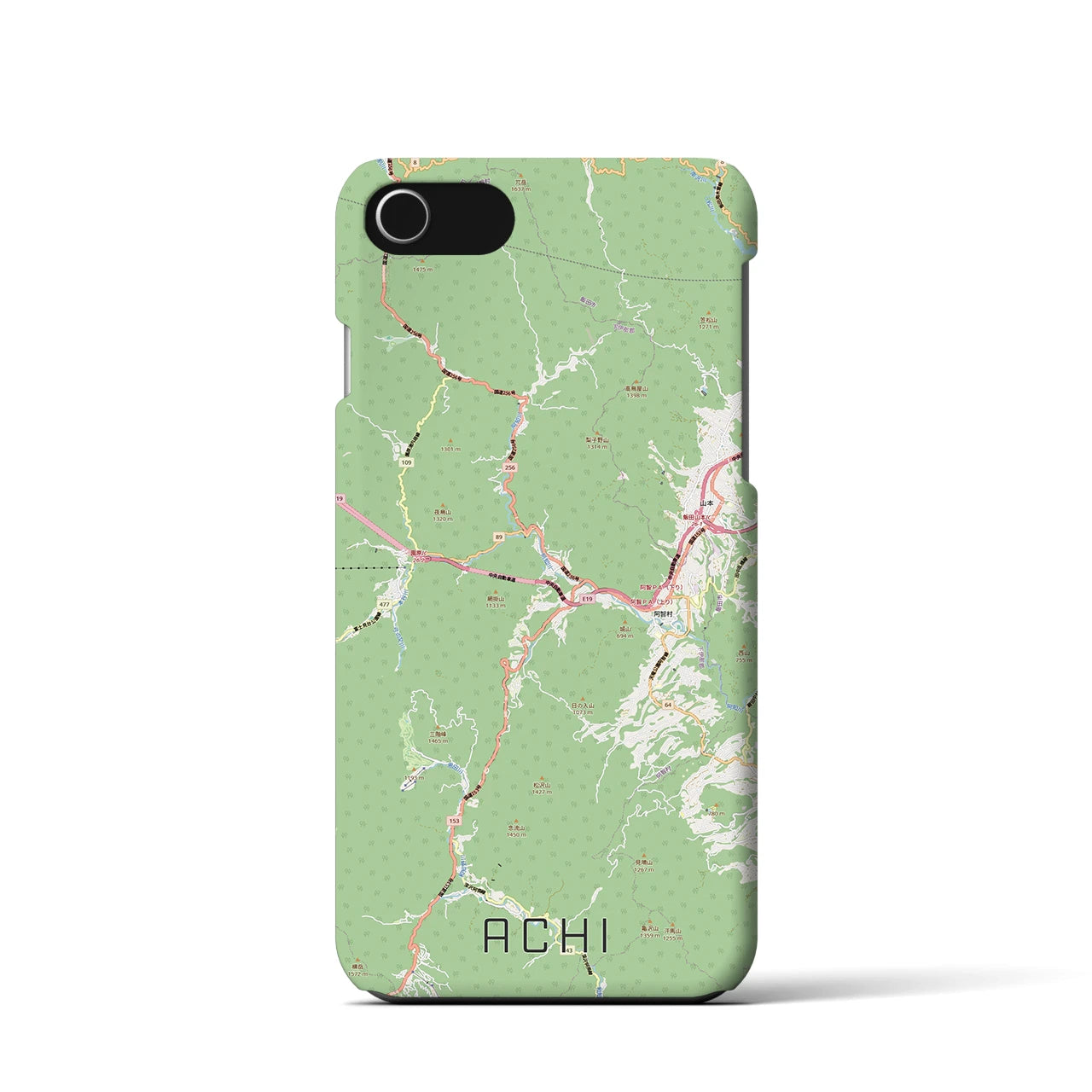 【阿智（長野県）】地図柄iPhoneケース（バックカバータイプ）