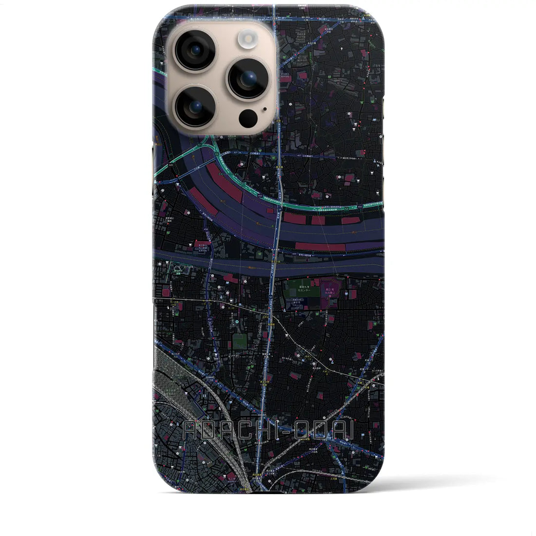 【足立小台(東京都)】地図柄iPhoneケース(バックカバータイプ)