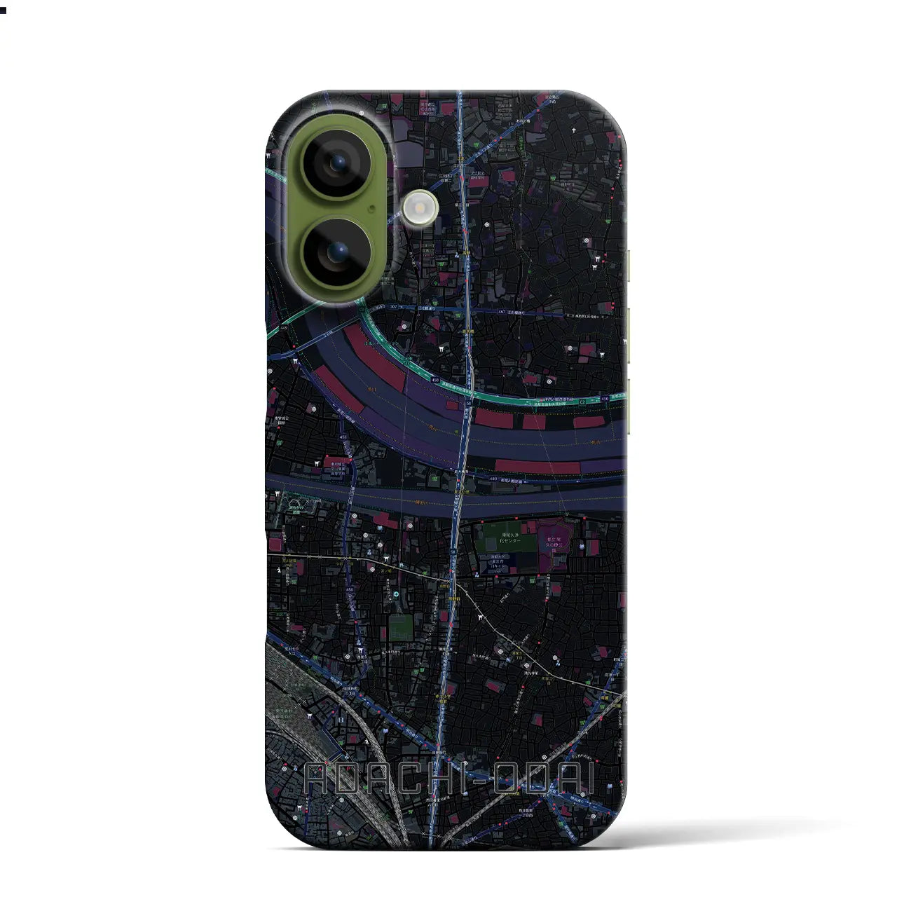 【足立小台（東京都）】地図柄iPhoneケース（バックカバータイプ）