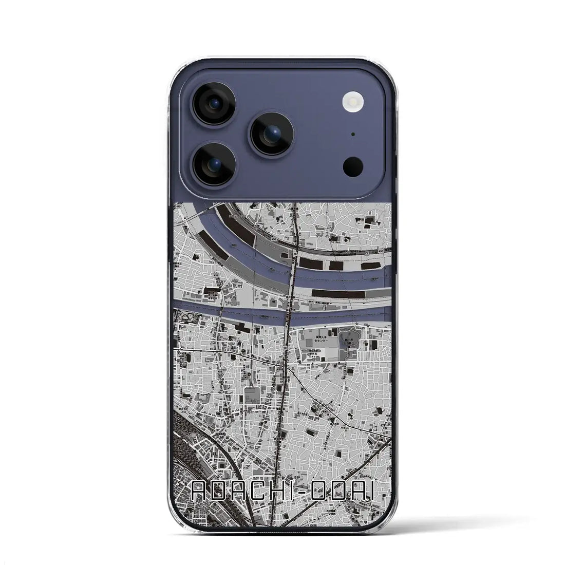 【足立小台(東京都)】地図柄iPhoneケース(クリアタイプ)モノトーン・iPhone 17 Pro Max 用