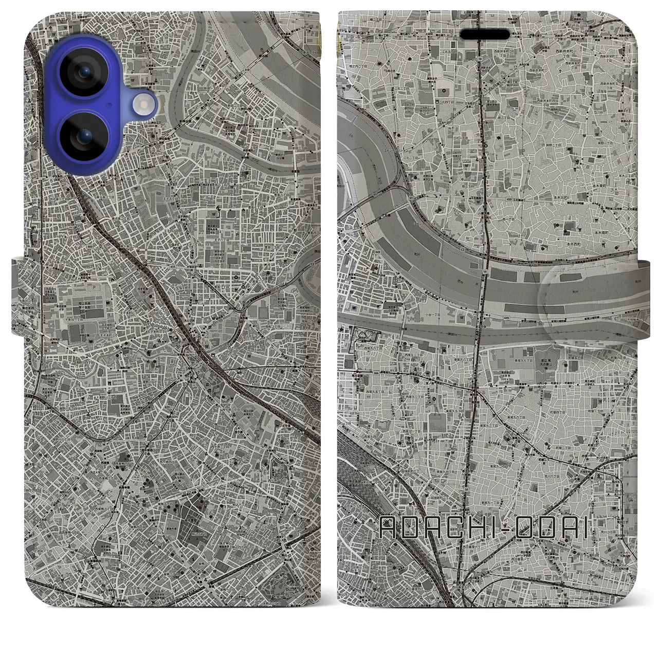【足立小台（東京都）】地図柄iPhoneケース（手帳タイプ）