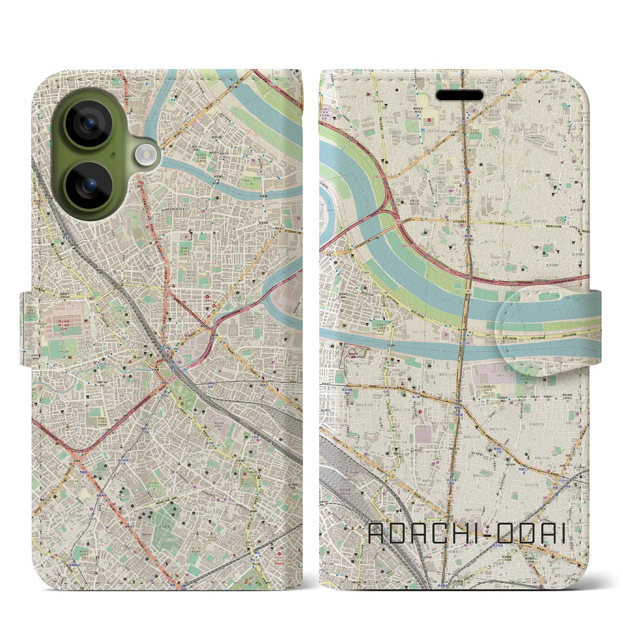 【足立小台（東京都）】地図柄iPhoneケース（手帳タイプ）