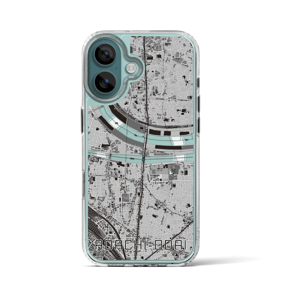 【足立小台(東京都)】地図柄iPhoneケース(MagSafeタイプ)モノトーン・iPhone 16 Pro 用