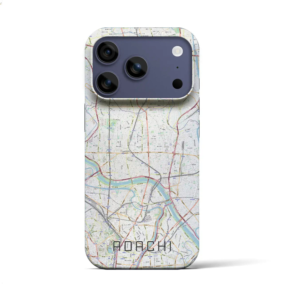 【足立(東京都)】地図柄iPhoneケース(バックカバータイプ)ブラック・iPhone 17 Pro Max 用
