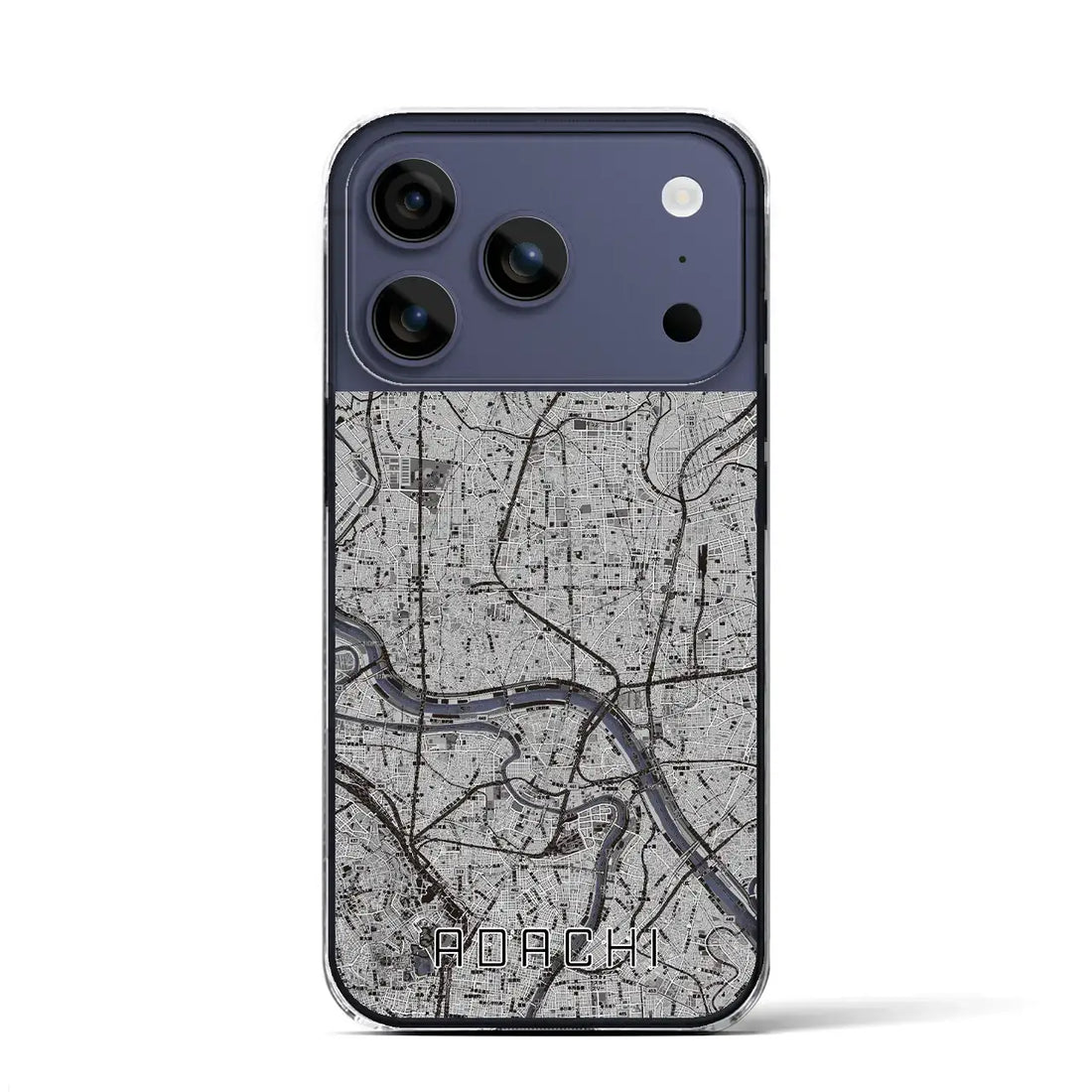 【足立（東京都）】地図柄iPhoneケース（クリアタイプ）モノトーン・iPhone 17 Pro Max 用