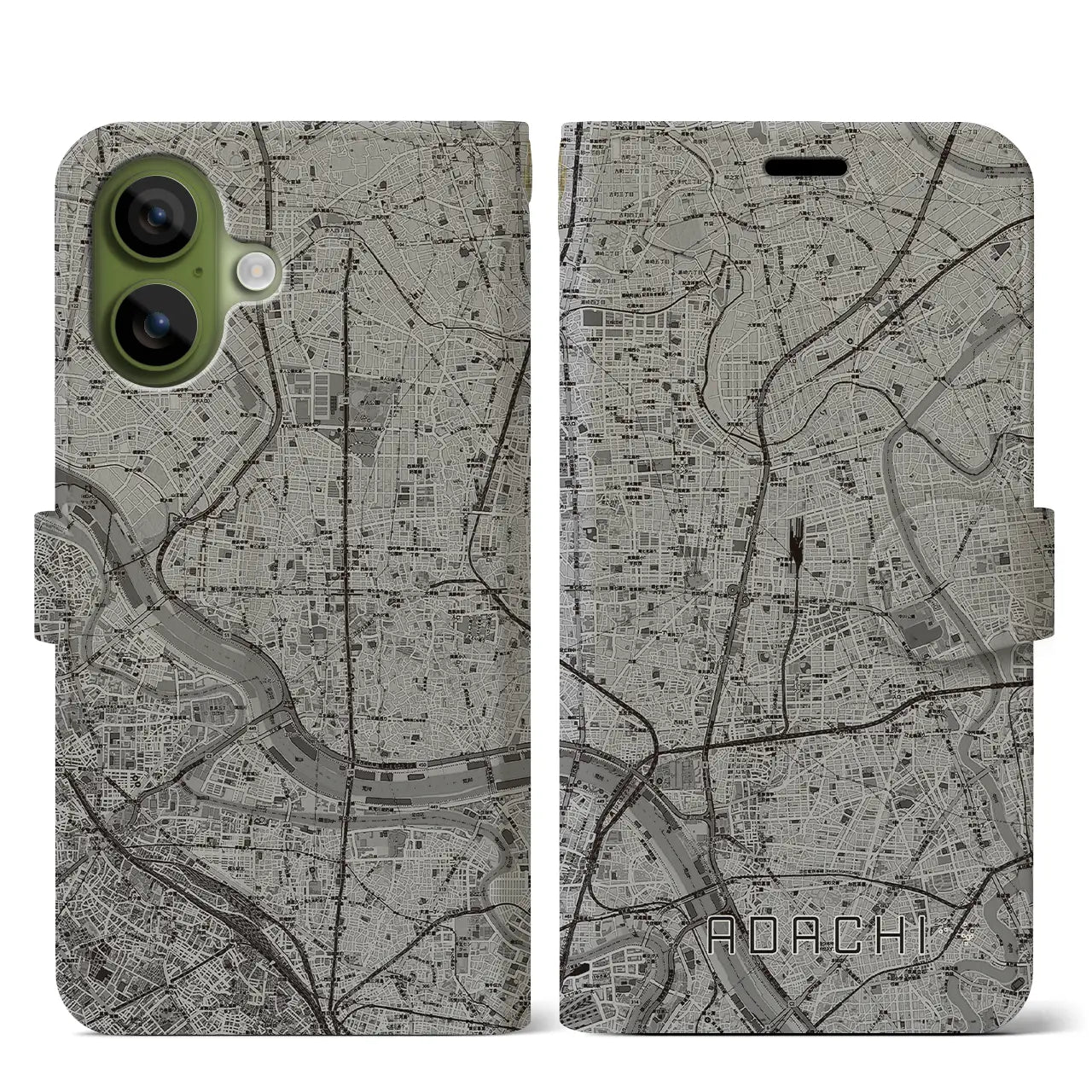 【足立（東京都）】地図柄iPhoneケース（手帳タイプ）