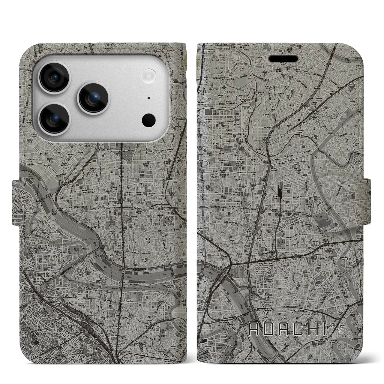 【足立（東京都）】地図柄iPhoneケース（手帳タイプ）