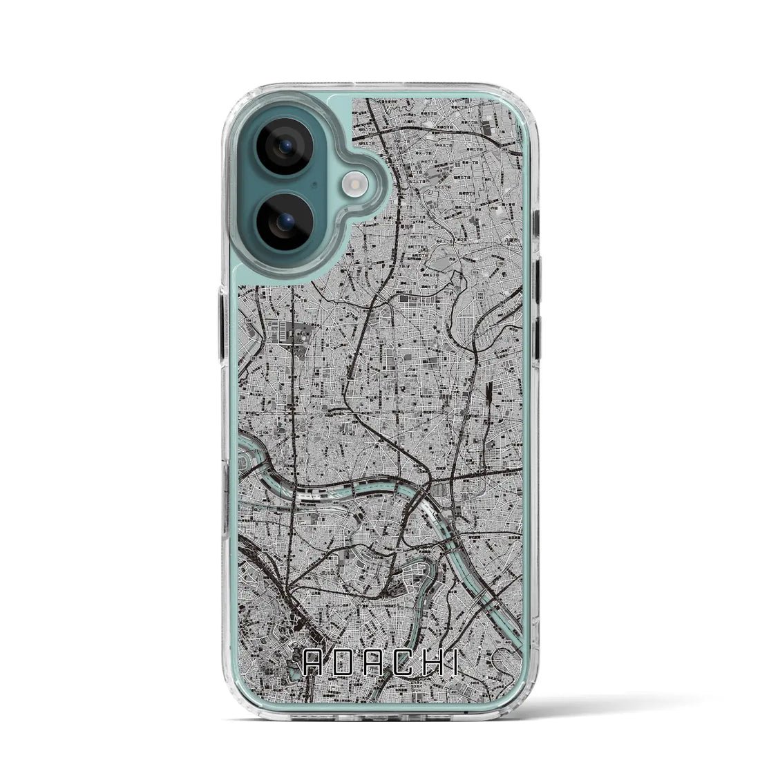 【足立（東京都）】地図柄iPhoneケース（MagSafeタイプ）モノトーン・iPhone 16 Pro 用