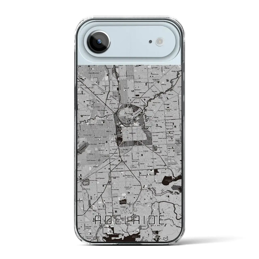 【アデレード（オーストラリア）】地図柄iPhoneケース（クリアタイプ）モノトーン・iPhone 17 Pro Max 用
