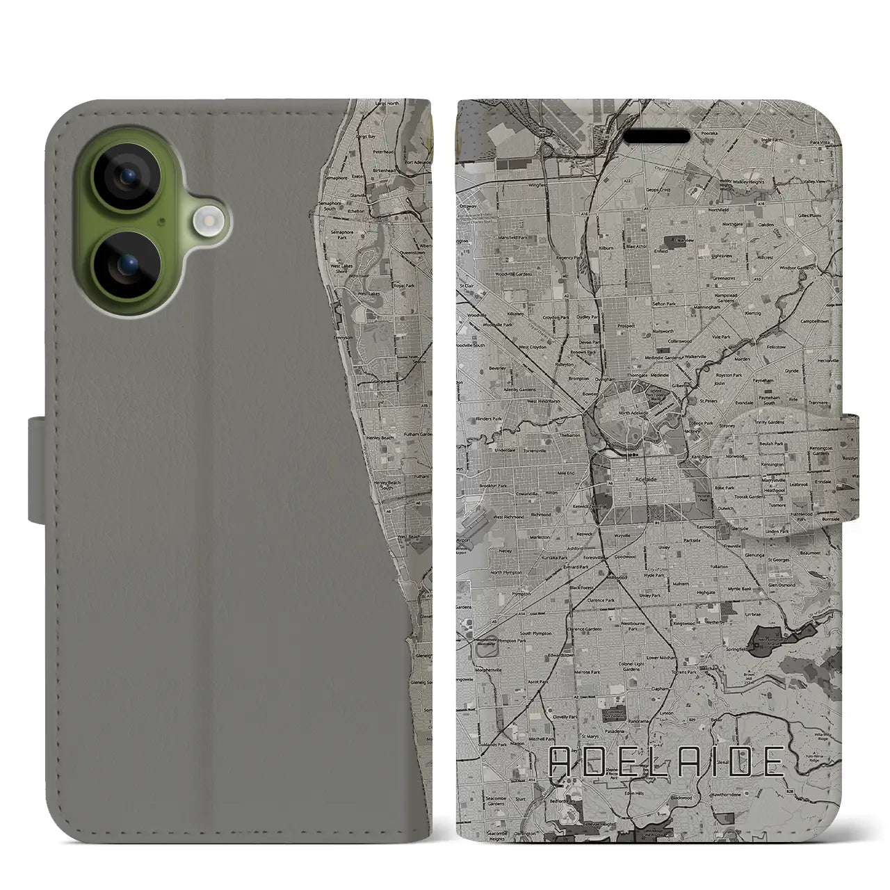 【アデレード（オーストラリア）】地図柄iPhoneケース（手帳タイプ）
