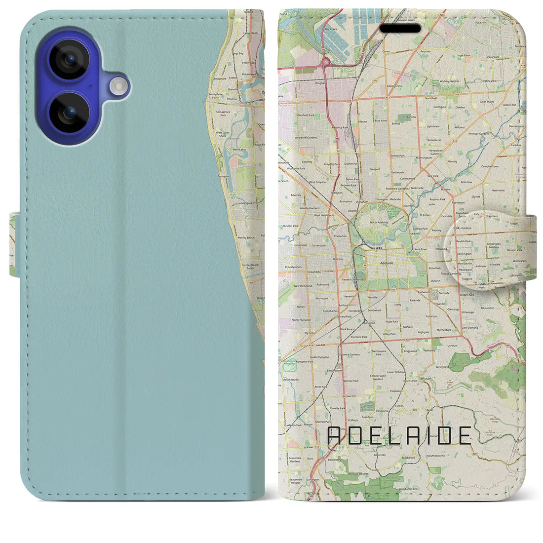 【アデレード(オーストラリア)】地図柄iPhoneケース(手帳タイプ)ナチュラル・iPhone 16 Pro Max 用