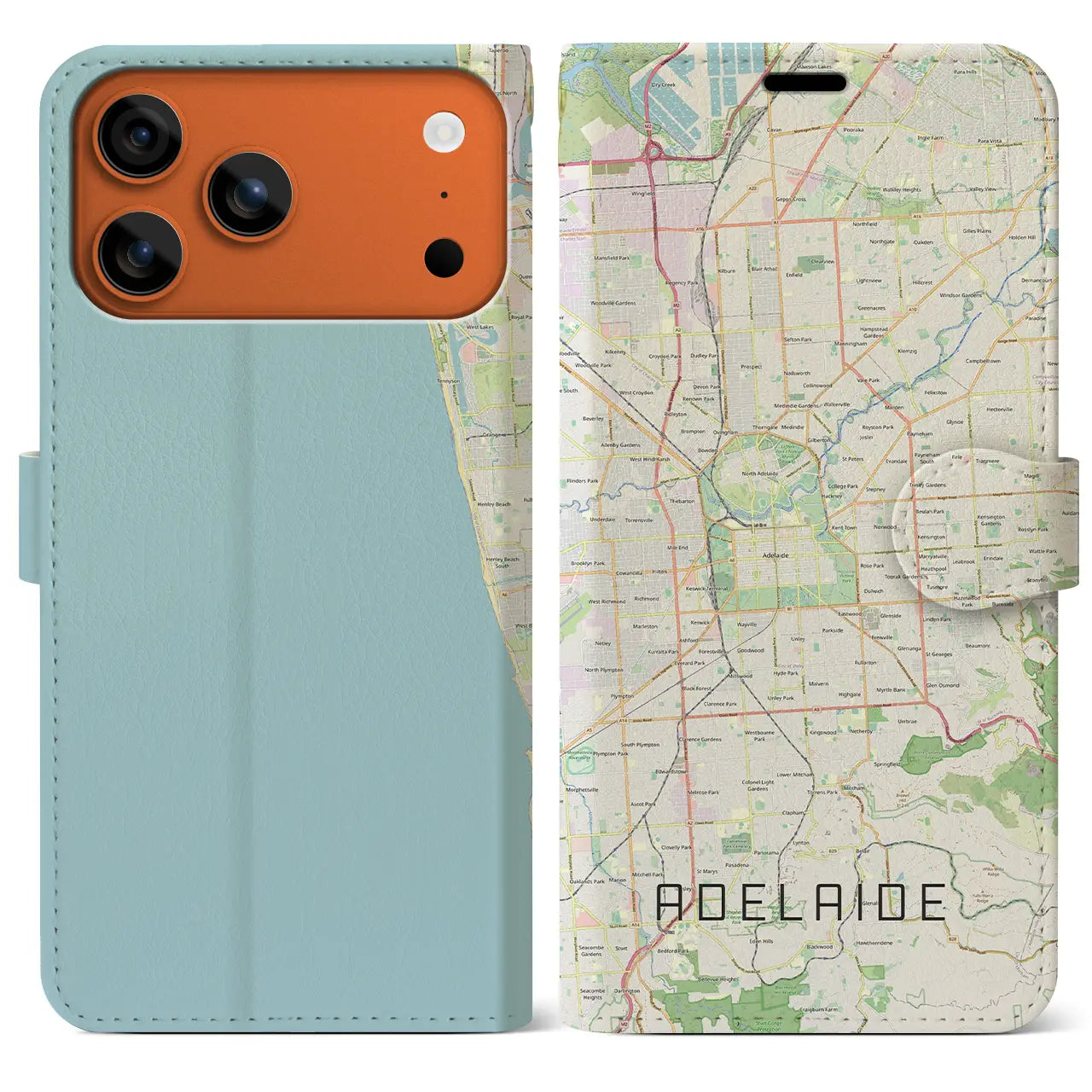 【アデレード（オーストラリア）】地図柄iPhoneケース（手帳タイプ）