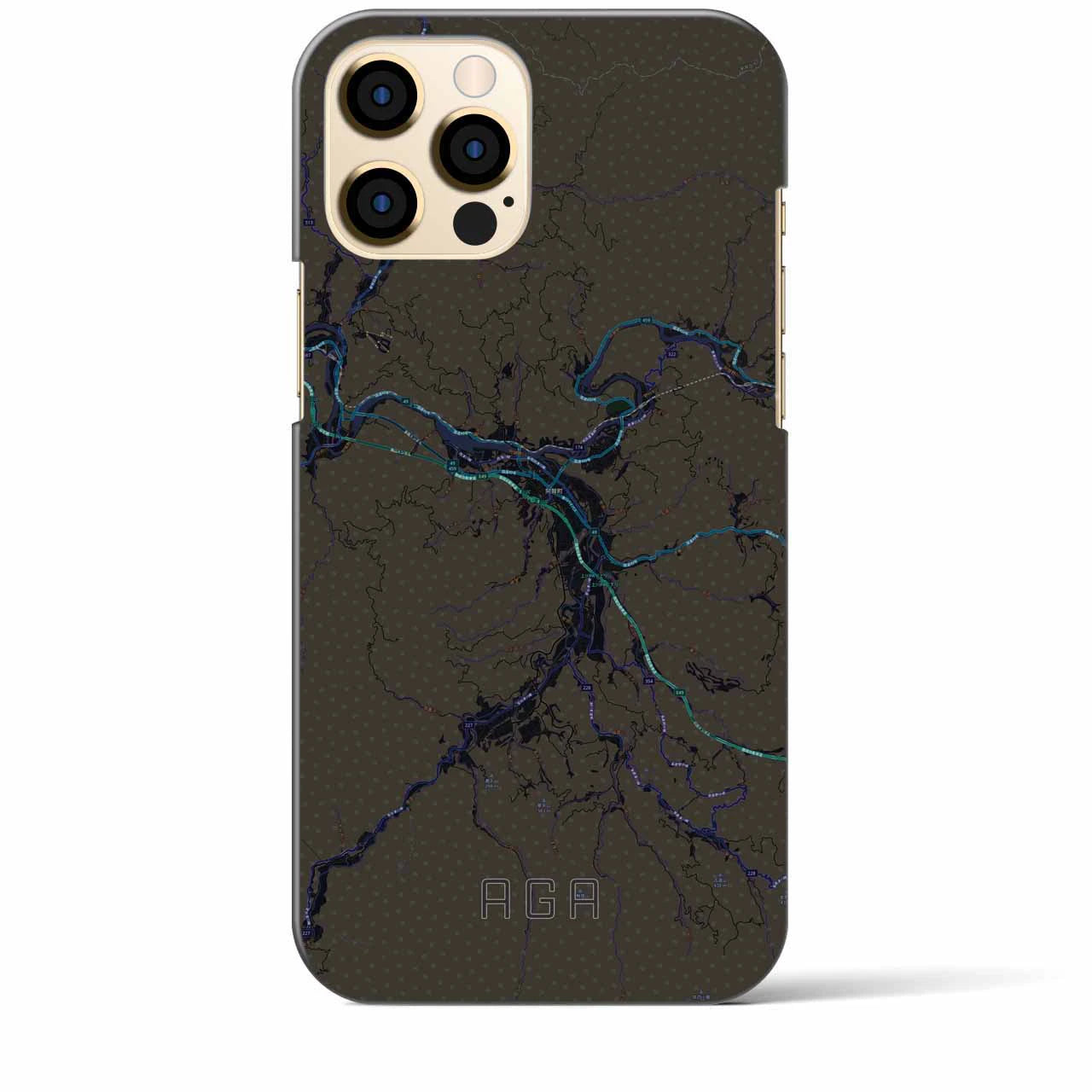【阿賀（新潟県）】地図柄iPhoneケース（バックカバータイプ）