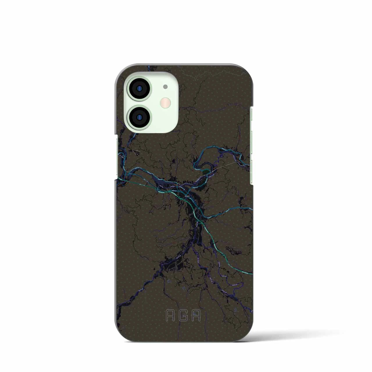 【阿賀（新潟県）】地図柄iPhoneケース（バックカバータイプ）