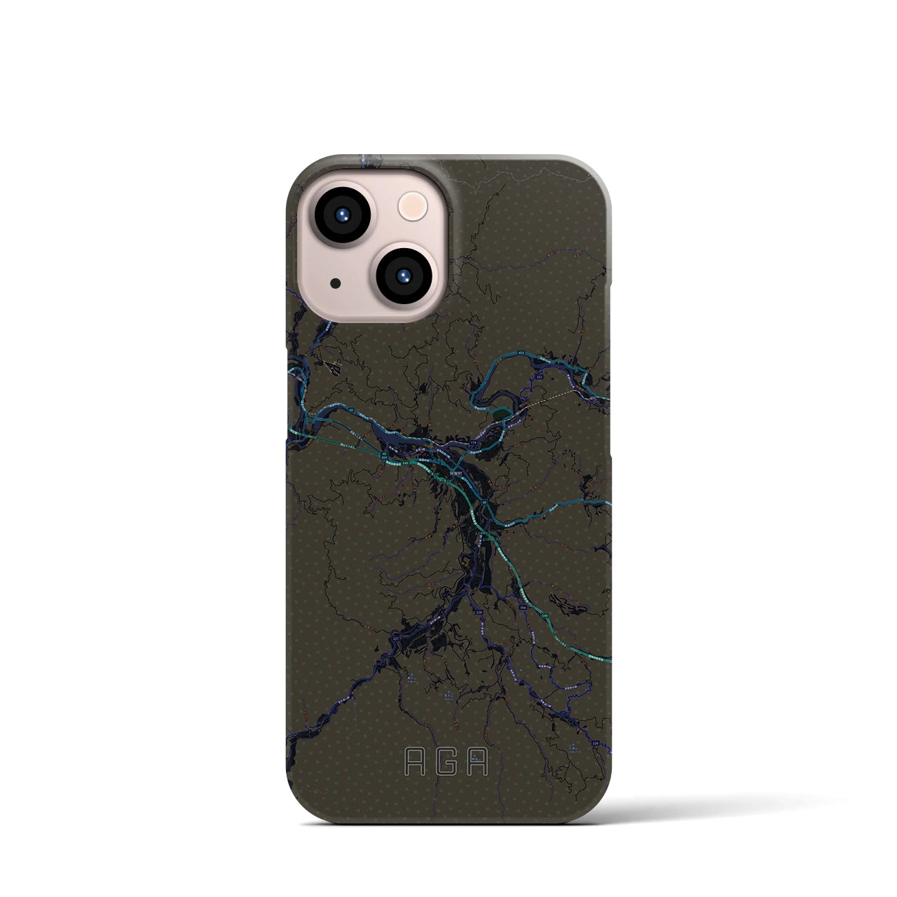 【阿賀（新潟県）】地図柄iPhoneケース（バックカバータイプ）