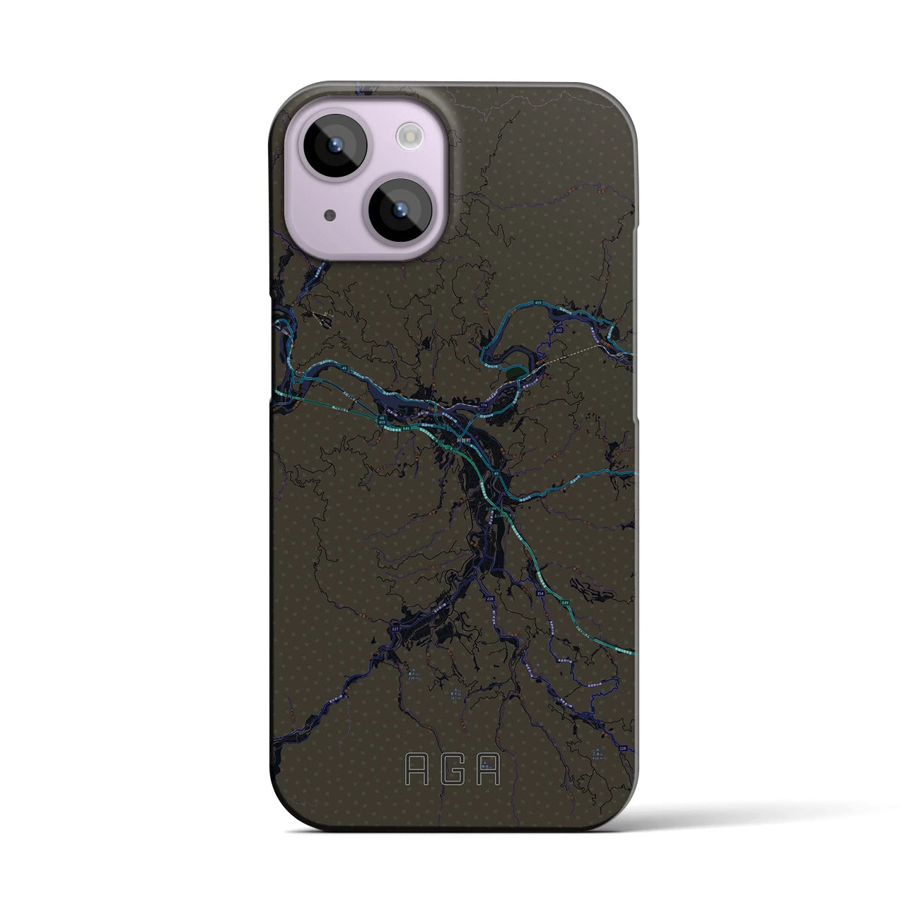 【阿賀（新潟県）】地図柄iPhoneケース（バックカバータイプ）