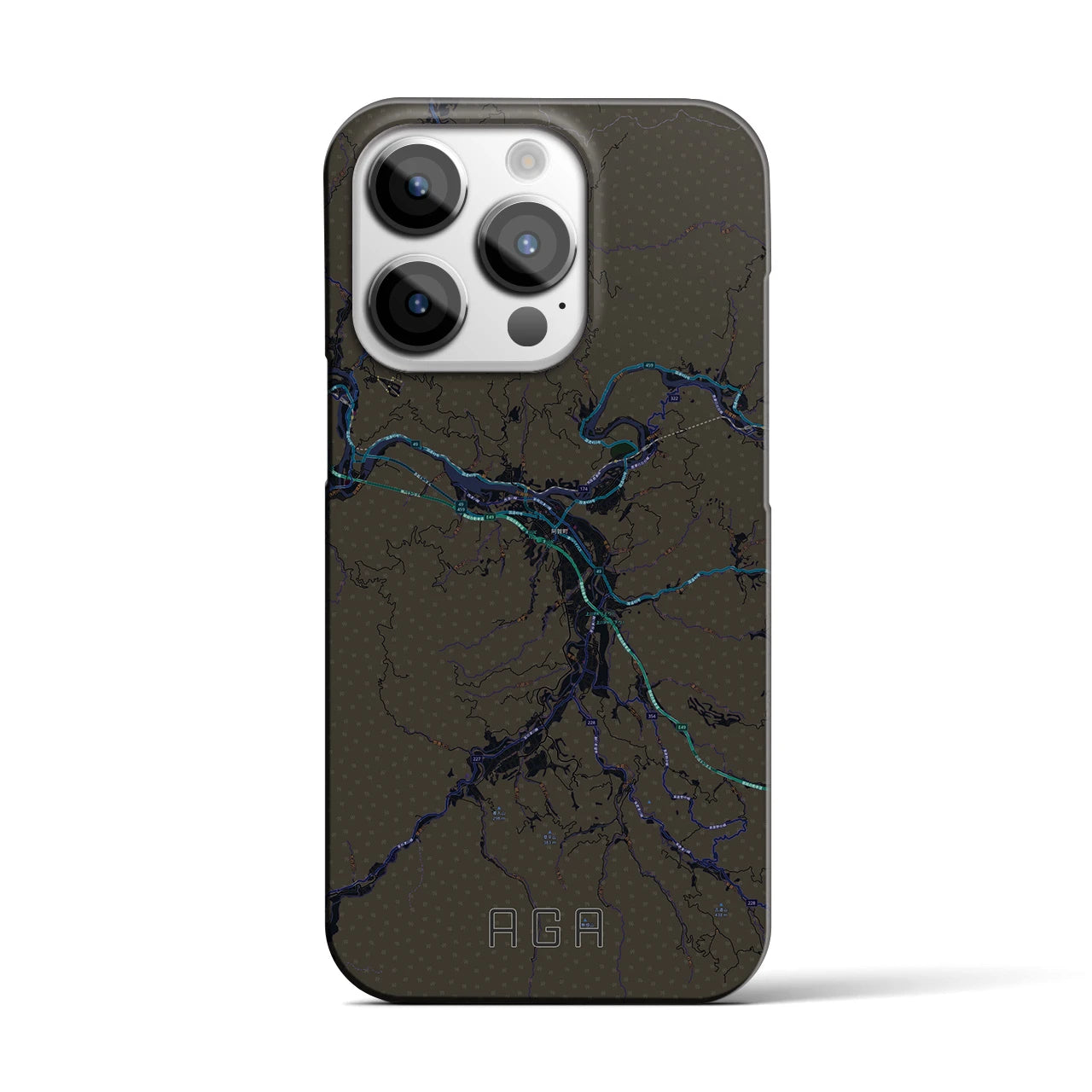 【阿賀（新潟県）】地図柄iPhoneケース（バックカバータイプ）