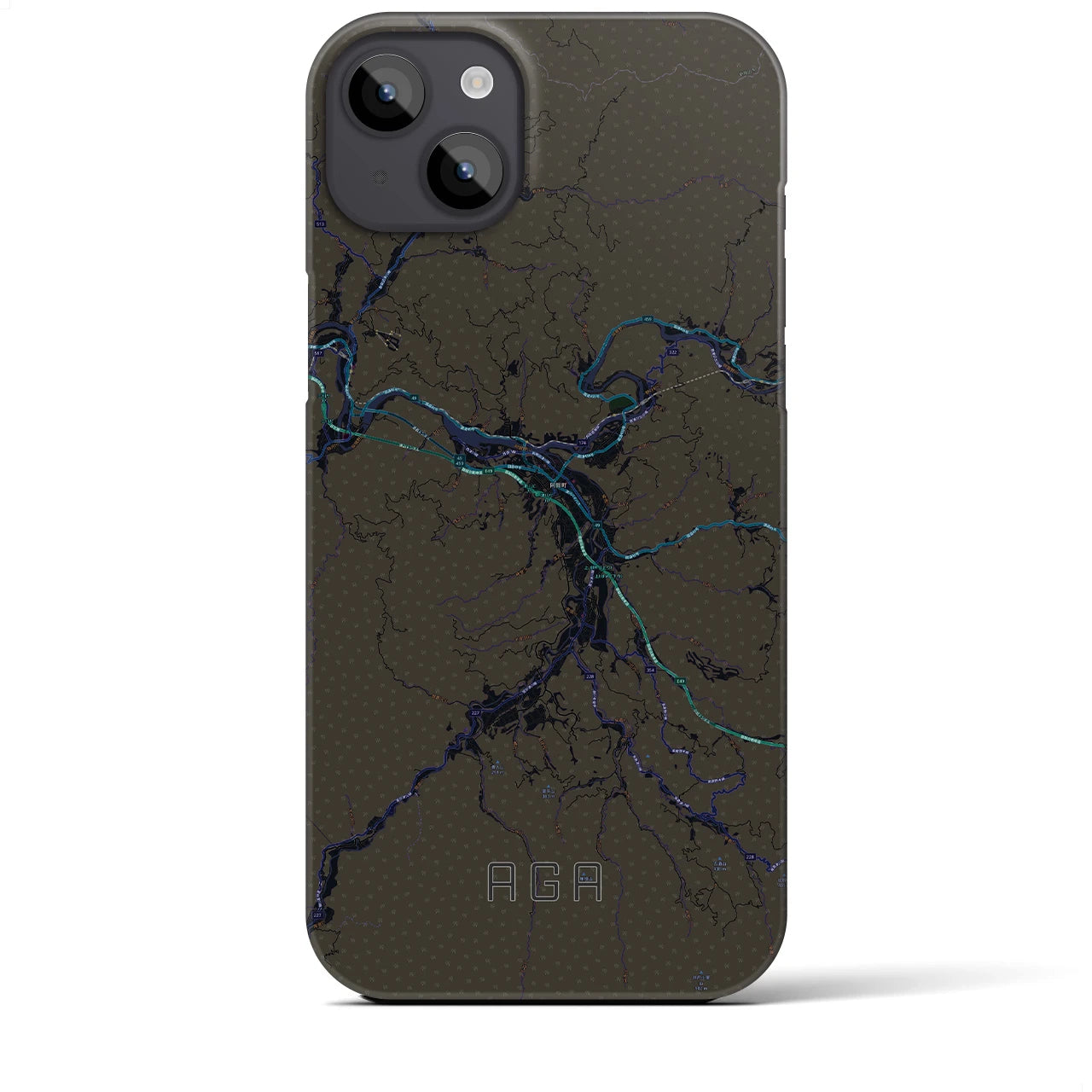 【阿賀（新潟県）】地図柄iPhoneケース（バックカバータイプ）