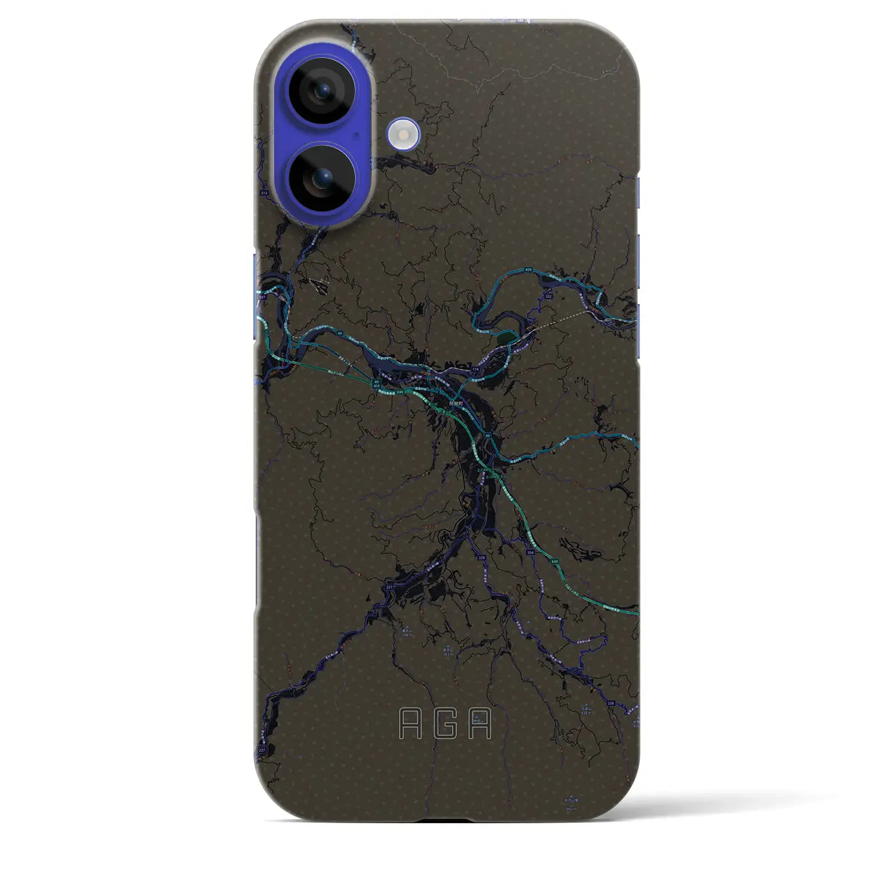 【阿賀（新潟県）】地図柄iPhoneケース（バックカバータイプ）