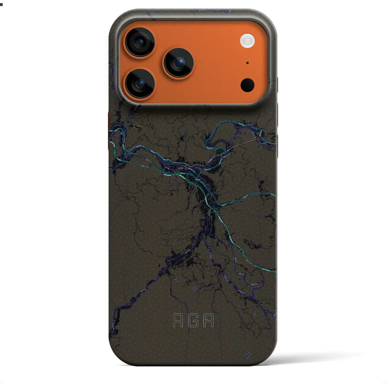 【阿賀（新潟県）】地図柄iPhoneケース（バックカバータイプ）