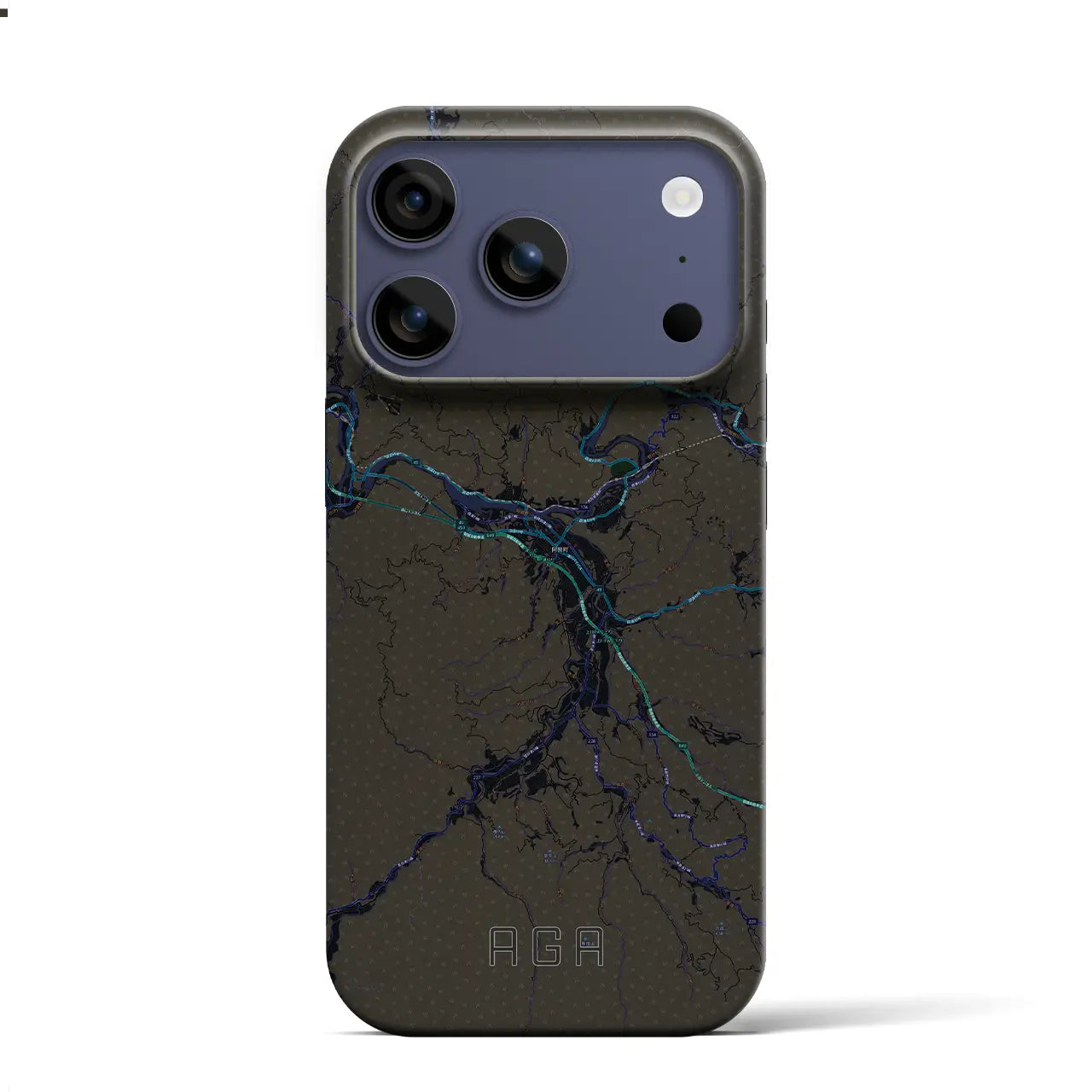 【阿賀（新潟県）】地図柄iPhoneケース（バックカバータイプ）