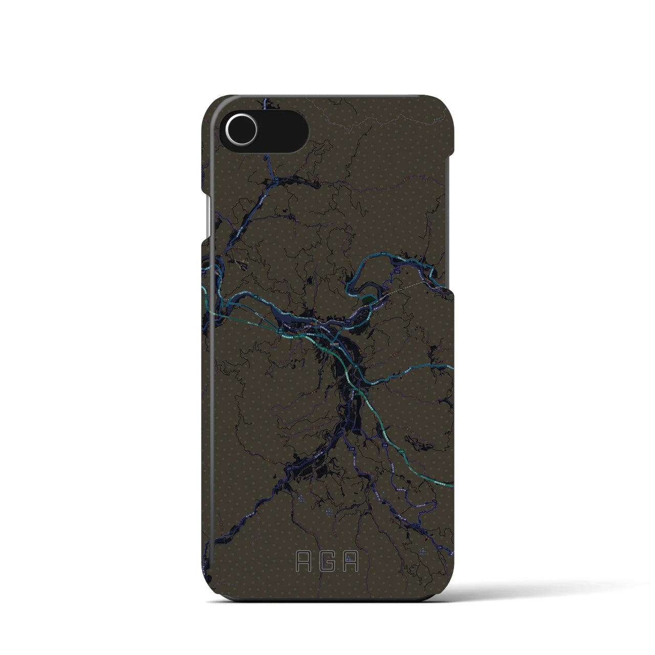 【阿賀（新潟県）】地図柄iPhoneケース（バックカバータイプ）