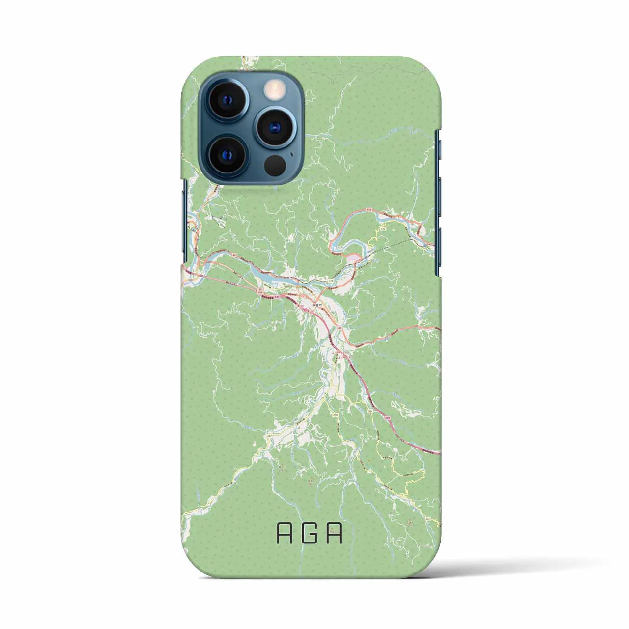 【阿賀（新潟県）】地図柄iPhoneケース（バックカバータイプ）